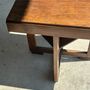 Autres tables  - Guéridon ou petite table d'appoint carrée piètement quadripode à entretoise de style moderniste vintage  - OFFICE OBJETS