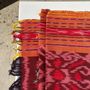 Fabrics - Indonesian ikat with dominant orange, traditional fabric 185x40cm - OFFICE OBJETS