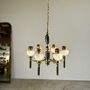 Hanging lights - Empire style chandelier in white opaline glass, gold and black metal with six arms of light - OFFICE OBJETS