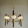 Hanging lights - Empire style chandelier in white opaline glass, gold and black metal with six arms of light - OFFICE OBJETS