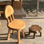 Stools - Mini low stool in upcycled old Asian teak H15 D24 - OFFICE OBJETS