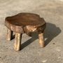 Stools - Mini low stool in upcycled old Asian teak H15 D24 - OFFICE OBJETS