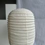 Suspensions - Moyenne suspension en rotin et lin naturel japonisante en forme de lanterne H60 D45 - OFFICE OBJETS