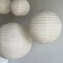 Hanging lights - Medium round Japanese-style rattan and natural linen pendant light D:40 - OFFICE OBJETS
