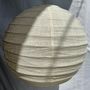 Hanging lights - Medium round Japanese-style rattan and natural linen pendant light D:40 - OFFICE OBJETS