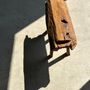 Benches - Small brutalist blond teak bench H:46 L:74 - OFFICE OBJETS