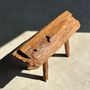 Benches - Small brutalist blond teak bench H:46 L:74 - OFFICE OBJETS