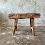 Bancs - Petit banc organique en teck asiatique blond quadripode - Enam - OFFICE OBJETS