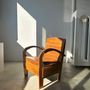 Fauteuils - Petit fauteuil asiatique en lattes de bois upcyclé naturel - OFFICE OBJETS