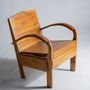 Fauteuils - Petit fauteuil asiatique en lattes de bois upcyclé naturel - OFFICE OBJETS