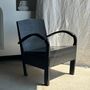 Fauteuils - Petit fauteuil asiatique en lattes de bois upcyclé noir - OFFICE OBJETS