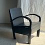 Fauteuils - Petit fauteuil asiatique en lattes de bois upcyclé noir - OFFICE OBJETS