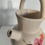 Carafes - Small stoneware ball pitcher with floral pattern - OFFICE OBJETS