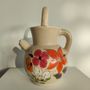 Carafes - Small stoneware ball pitcher with floral pattern - OFFICE OBJETS