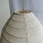 Hanging lights - Small Japanese-style natural rattan and linen pendant light in the shape of a drop H40 D35 - OFFICE OBJETS