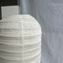 Hanging lights - Small Japanese-style natural rattan and linen pendant lamp in the shape of a lantern H50 D30 - OFFICE OBJETS