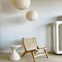 Hanging lights - Small round Japanese-style rattan and natural linen pendant light D:30 - OFFICE OBJETS