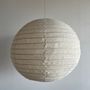 Hanging lights - Small round Japanese-style rattan and natural linen pendant light D:30 - OFFICE OBJETS
