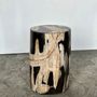 Other tables - Small black, white and gray petrified wood side table H28cm D:19 - OFFICE OBJETS