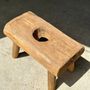 Autres tables - Petite table d'appoint en teck blond plateau ajouré - OFFICE OBJETS