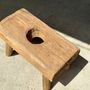 Autres tables - Petite table d'appoint en teck blond plateau ajouré - OFFICE OBJETS