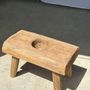 Autres tables - Petite table d'appoint en teck blond plateau ajouré - OFFICE OBJETS