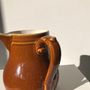 Carafes - Glazed light brown stoneware pitcher with side handle - OFFICE OBJETS