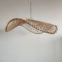 Hanging lights - Rattan suspension or lighting fixture in the shape of an undulating circular tray with lattices D:75 - OFFICE OBJETS