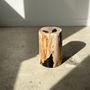 Other tables - Side table in white petrified wood 2 black spots H:28cm D:18.5cm - OFFICE OBJETS