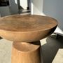Tabourets - Table d'appoint, bout de canapé ou tabouret en manguier naturel monoxyle à plateau demi sphère H:51cm - OFFICE OBJETS