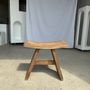 Stools - Curved seat stool in Asian teak - OFFICE OBJETS