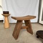 Stools - Curved seat stool in Asian teak - OFFICE OBJETS
