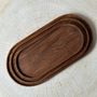 Platter and bowls - Trio of small oval trays or cups in monoxyl teak - OFFICE OBJETS