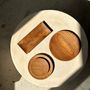 Platter and bowls - Trio of small flat rectangular teak trays L:35cm - OFFICE OBJETS