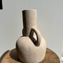 Vases - Handcrafted terracotta vase painted in beige with double handles H:32 D:25 - OFFICE OBJETS