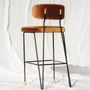 Stools for hospitalities & contracts - Apollo Bar Stool in Lacquered Iron and Brass Details - DUISTT