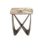 Coffee tables - Square corner table in porcelain marble and metallic taupe steel - ANGEL CERDÁ