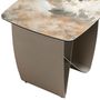 Coffee tables - Square corner table in porcelain marble and metallic taupe steel - ANGEL CERDÁ