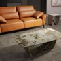 Coffee tables - Square corner table in porcelain marble and metallic taupe steel - ANGEL CERDÁ