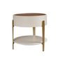 Coffee tables - Round corner table walnut, beige wood and gold-plated polished steel - ANGEL CERDÁ