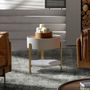 Coffee tables - Round corner table walnut, beige wood and gold-plated polished steel - ANGEL CERDÁ