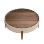 Coffee tables - Round coffee table walnut, beige wood and polished golden steel - ANGEL CERDÁ