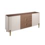 Sideboards - Sideboard walnut, beige, gilded polished steel and walnut top - ANGEL CERDÁ