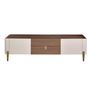 TV stands - TV stand beige wood, golden polished steel and walnut top - ANGEL CERDÁ