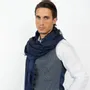 Scarves - ADAM blue cotton scarf - MONSIEUR CHARLI