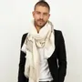 Scarves - ARCHIMEDE cream cotton scarf - MONSIEUR CHARLI