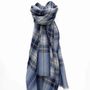 Foulards et écharpes - Écharpe écossaise en laine LAZARE bleu - MONSIEUR CHARLI