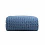 Throw blankets - Organic Cotton Knitted Throw Blanket. Dark Blue - SOWL