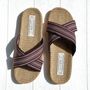 Loungewear - LES MAURICETTES by Sophie, burgundy crossed flip-flops - LES MAURICETTES