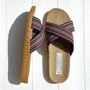 Loungewear - LES MAURICETTES by Sophie, burgundy crossed flip-flops - LES MAURICETTES